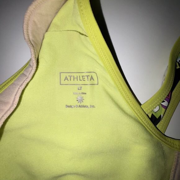 Athleta Print Tankini Swim Top Size Large Tall Racer Back Cross Straps Wirefree - Picture 7 of 8